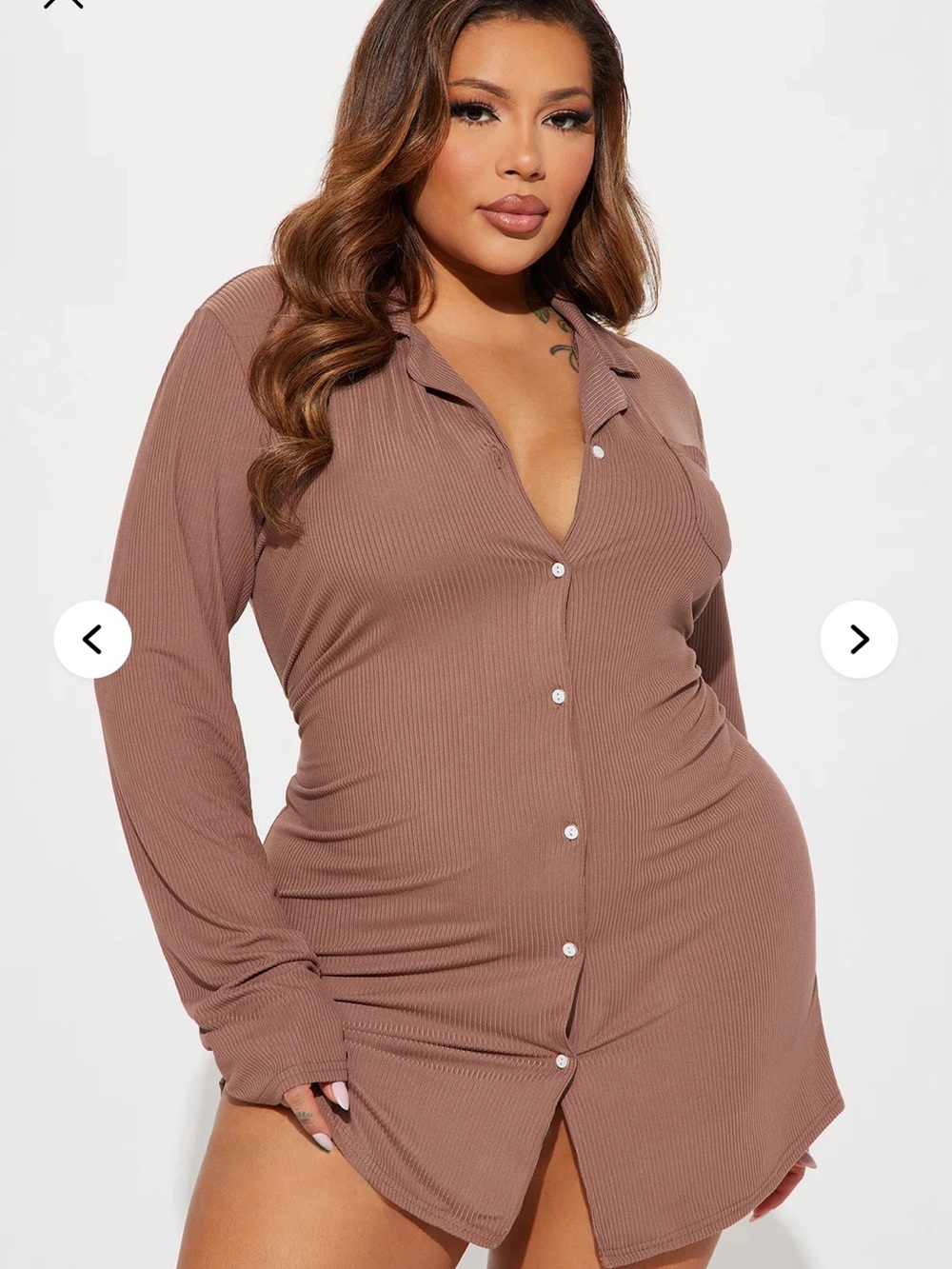 Ribbed Button-Down PJ Dress
